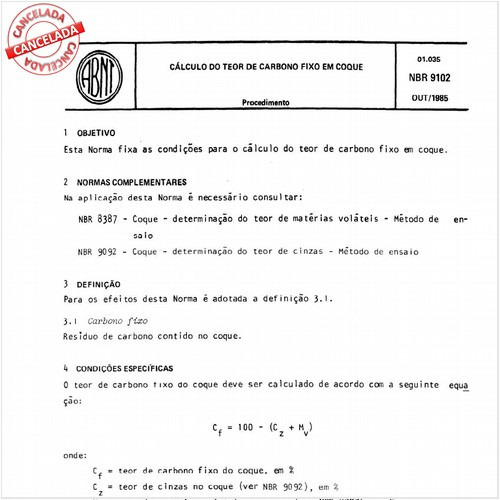 Cálculo do teor de carbono fixo em coque