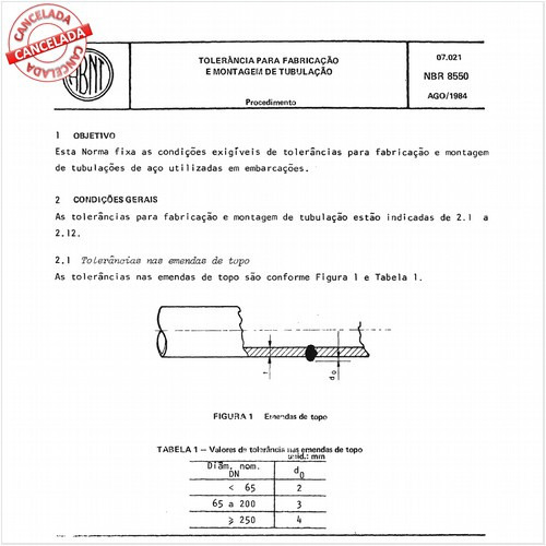 Tolerâncias para fabricação e montagem de tubulação