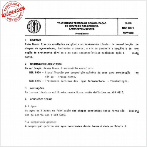 Tratamento térmico de normalização de chapas de aço-carbono, laminadas a quente