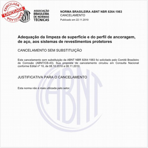 Adequação da limpeza de superfície e do perfil de ancoragem, de aço, aos sistemas de revestimentos protetores