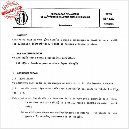 Preparação de amostra de carvão mineral para análise e ensaios