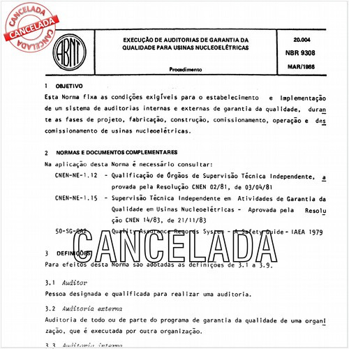 Execução de auditorias de garantia da qualidade para usinas nucleoelétricas