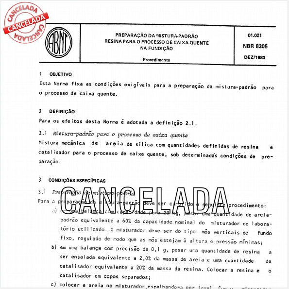 Preparação da mistura-padrão resina para o processo caixa quente na fundição