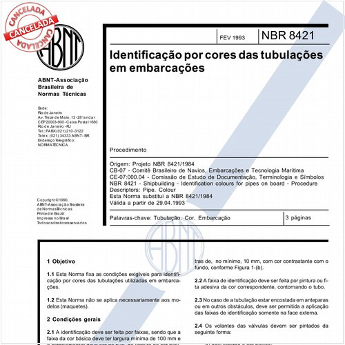 Identificação por cores das tubulações em embarcações