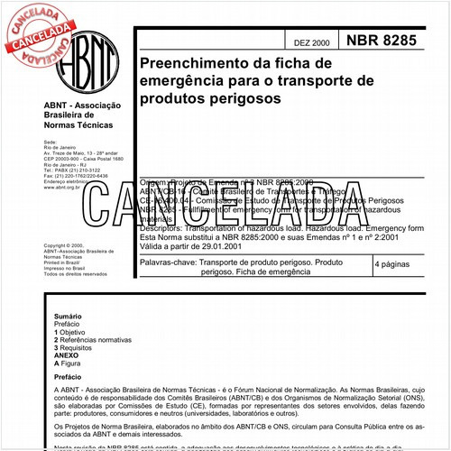 Preenchimento da ficha de emergência para o transporte de produtos perigosos