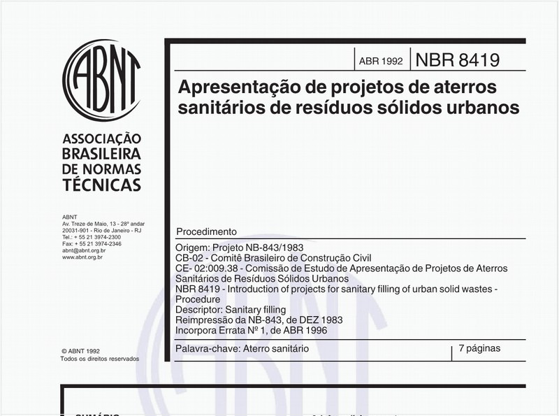Apresentação de projetos de ateros sanitários de resíduos sólidos urbanos - Procedimento