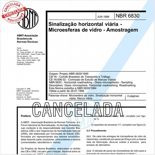 Sinalização horizontal viária - Microesferas de vidro - Amostragem