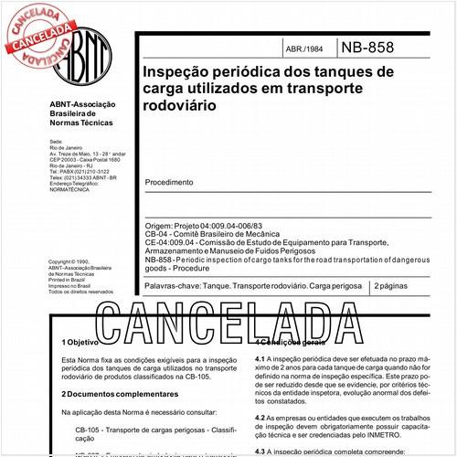 Inspeção periódica dos tanques de carga utilizados em transporte rodoviário
