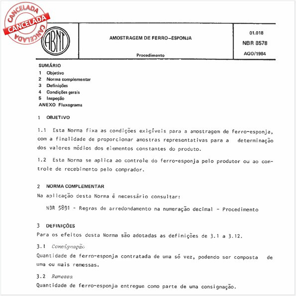 Amostragem de ferro-esponja