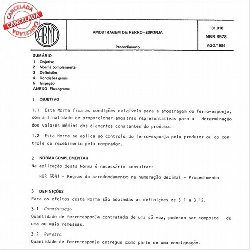 Amostragem de ferro-esponja