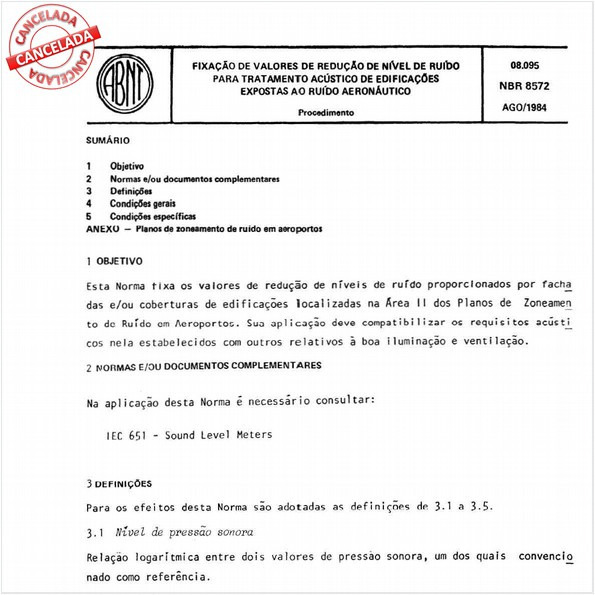 Fixação de valores de redução de nível de ruído para tratamento acústico de edificações expostas ao ruído aeronáutico