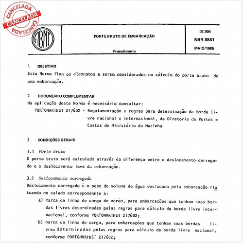 Porte bruto de embarcação