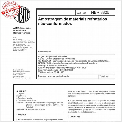 Amostragem de materiais refratários não-conformados
