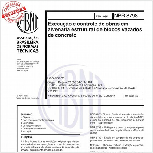 Execução e controle de obras em alvenaria estrutural de blocos vazados de concreto