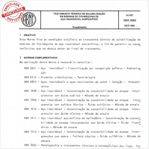 Tratamento térmico de solubilização em bobinas de fio-máquina de aço inoxidável austenítico