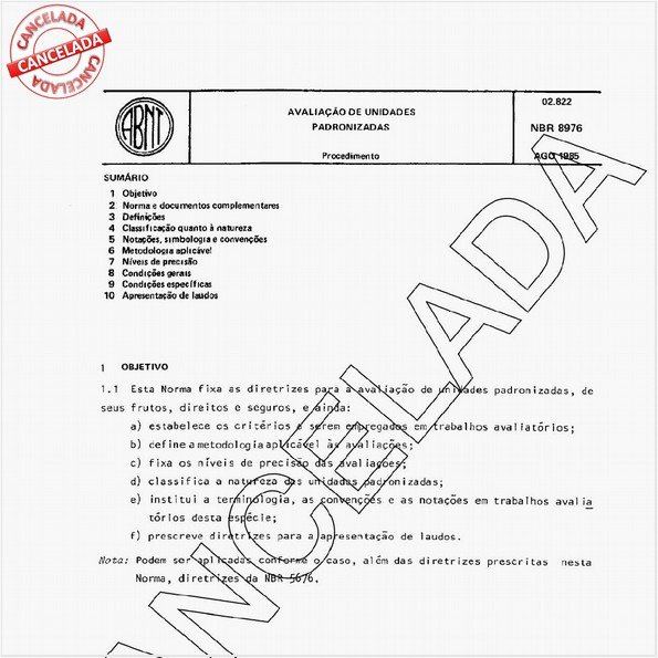 Avaliação de unidades padronizadas