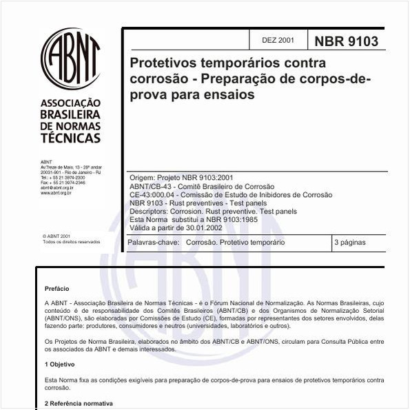 Protetivos temporários contra corrosão - Preparação de corpos-de-prova para ensaios