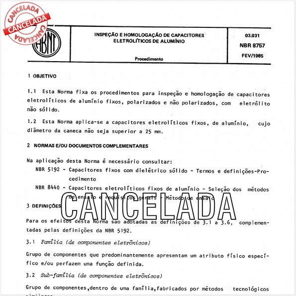 Inspeção e homologação de capacitores eletrolíticos de alumínio