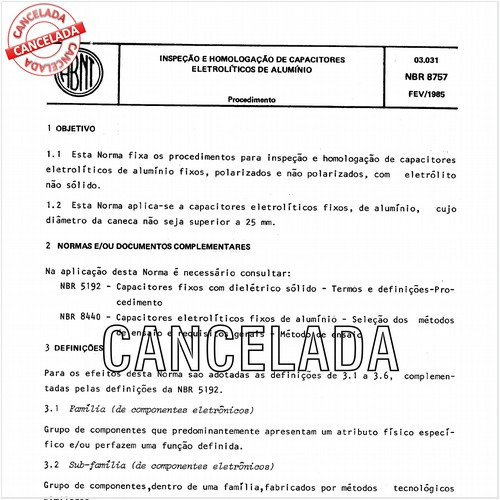 Inspeção e homologação de capacitores eletrolíticos de alumínio