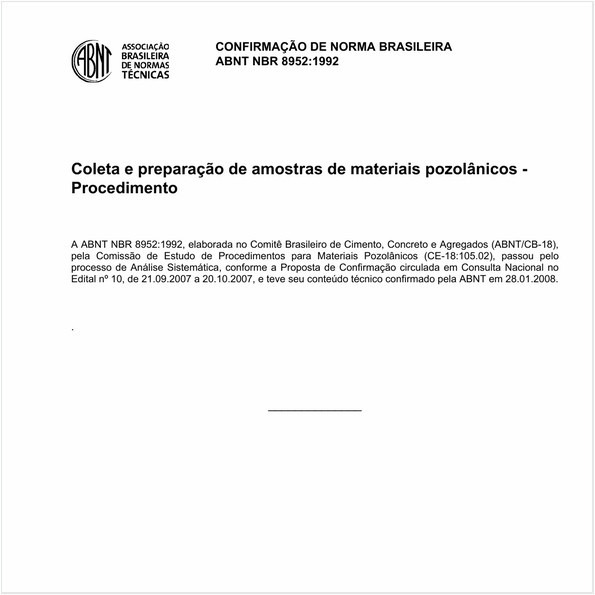Coleta e preparação de amostras de materiais pozolânicos - Procedimento