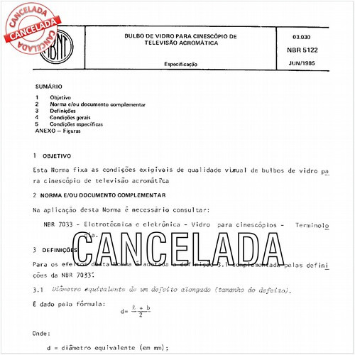 Bulbo de vidro para cinescópio de televisão acromática