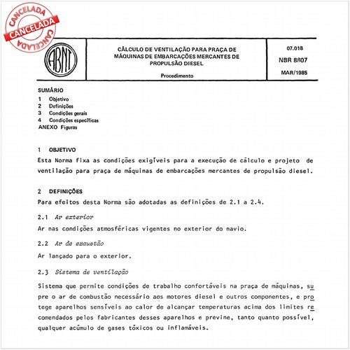Cálculo da ventilação para praça de máquinas de embarcações mercantes de propulsão diesel