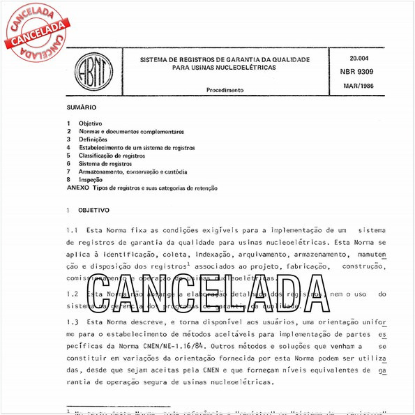 Sistema de registros de garantia da qualidade para usinas nucleoelétricas