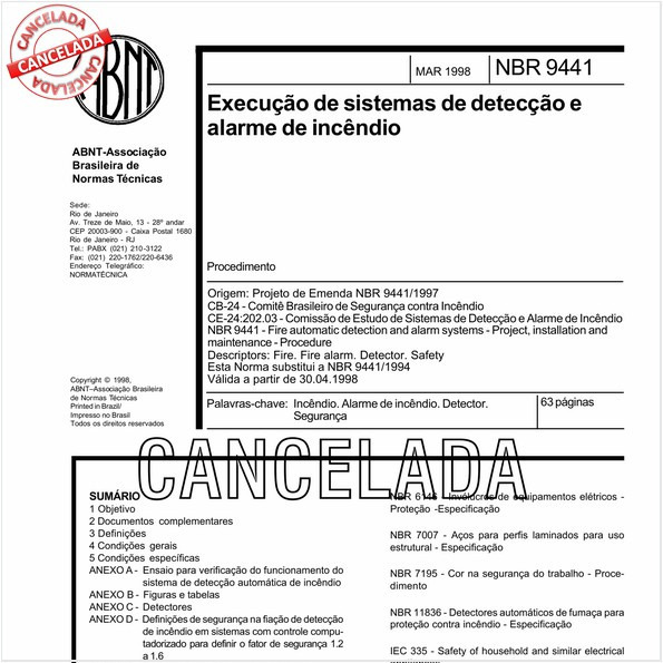 Execução de sistemas de detecção e alarme de incêndio