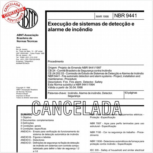 Execução de sistemas de detecção e alarme de incêndio