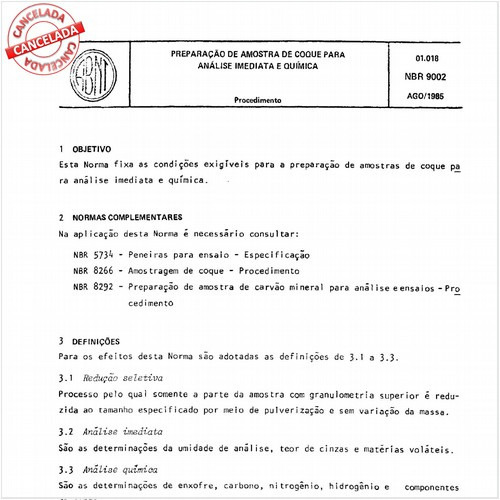 Preparação de amostra de coque para análise imediata e química