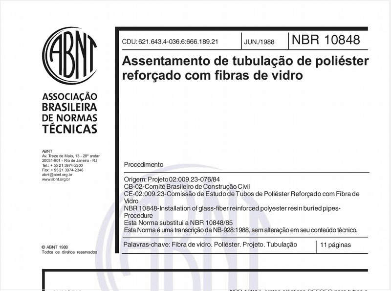 Assentamento de tubulação de poliéster reforçado com fibras de vidro - Procedimento