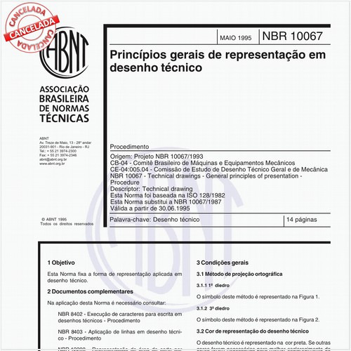 Princípios gerais de representação em desenho técnico - Procedimento