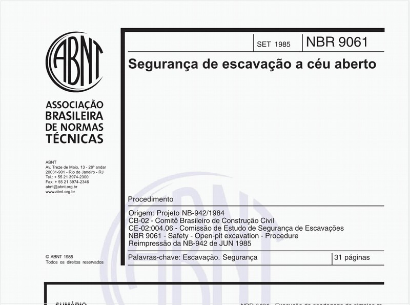 Segurança de escavação a céu aberto