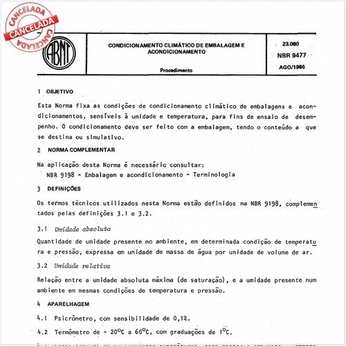 Condicionamento climático de embalagem e acondicionamento