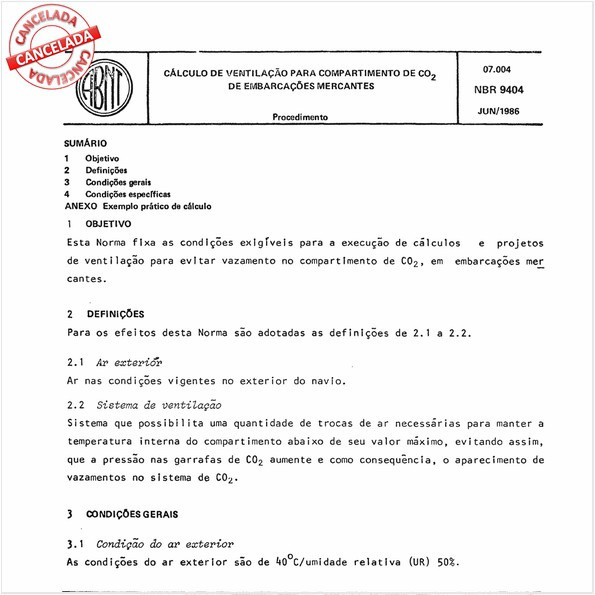 Cálculo de ventilação para compartimento de co2 de embarcações mercantes