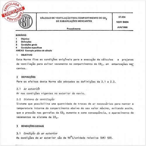 Cálculo de ventilação para compartimento de co2 de embarcações mercantes