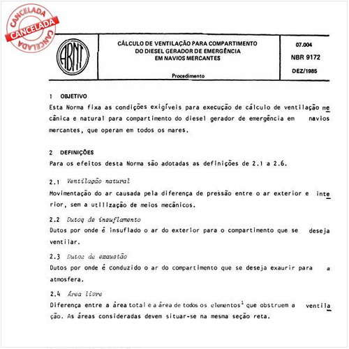 Cálculo de ventilação para compartimento do diesel gerador de emergência em navios mercantes