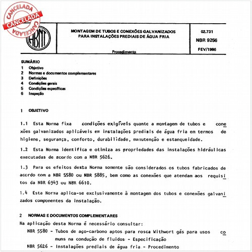 Montagem de tubos e conexões galvanizados para instalações prediais de água fria