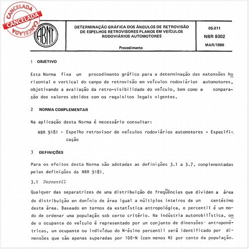 Determinação gráfica dos ângulos de retrovisão de espelhos retrovisores planos em veículos rodoviários automotores