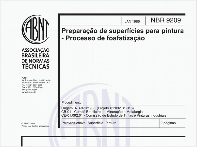 Preparação de superfícies para pintura - Processo de fosfatização - Procedimento