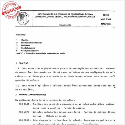 Determinação do consumo de combustível de uma configuração de veículo rodoviário automotor leve