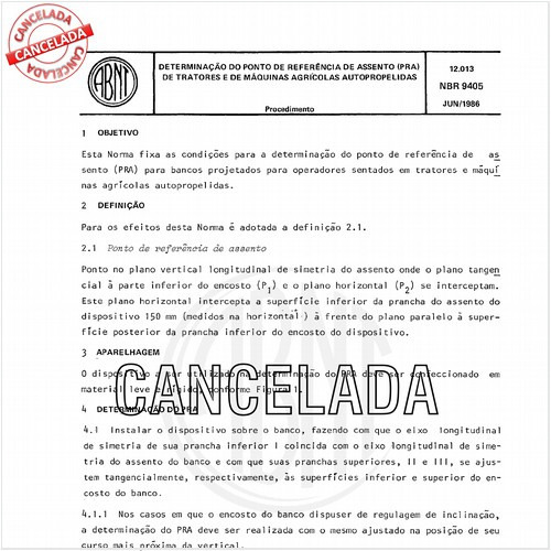 Determinação do ponto de referência de assento (PRA) de tratores e de máquinas agrícolas autopropelidas