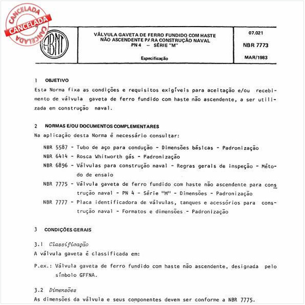 Válvula gaveta de ferro fundido com haste não ascendente para construção naval PN 4 - Série "M"