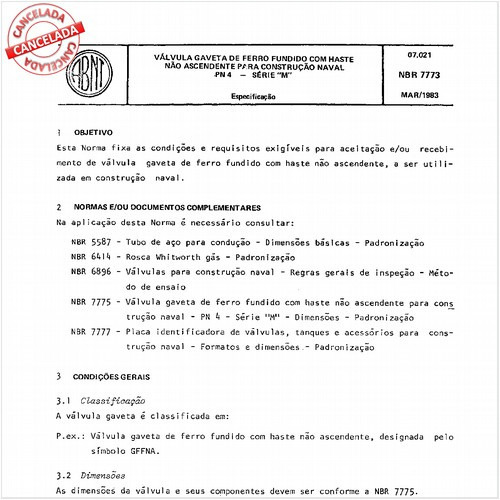 Válvula gaveta de ferro fundido com haste não ascendente para construção naval PN 4 - Série "M"