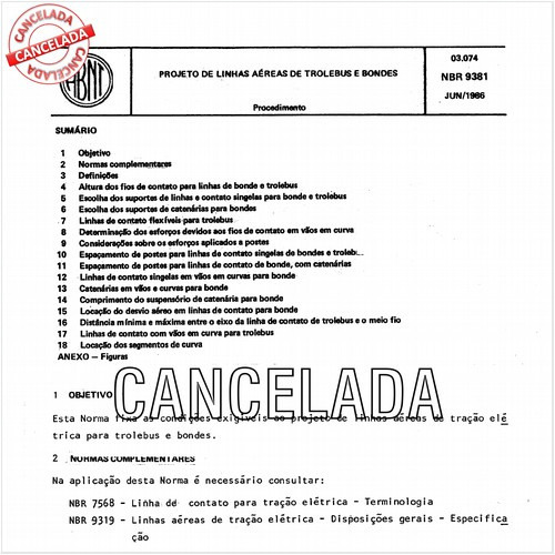 Projeto de linhas aéreas de trolebus e bondes