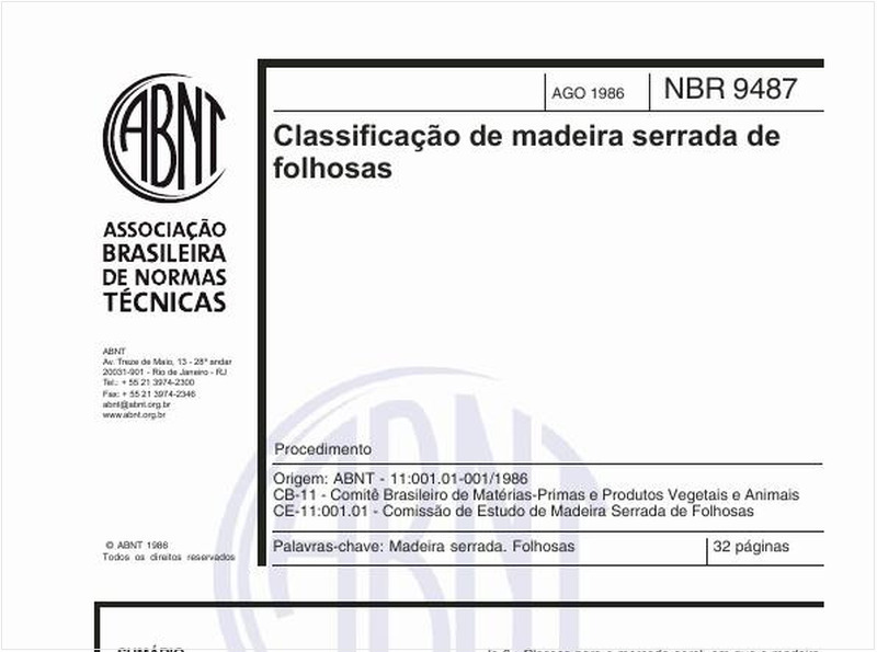 Classificação de madeira serrada de folhosas - Procedimento
