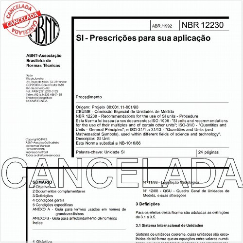 SI - Prescrições para sua aplicação