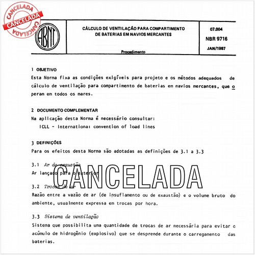 Cálculo da ventilação para compartimento de baterias em navios mercantes