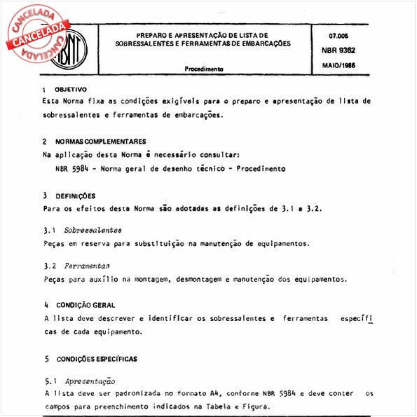 Preparo e apresentação de lista de sobressalentes e ferramentas de embarcações