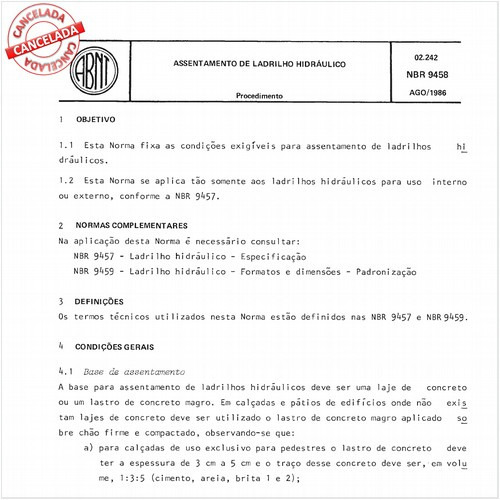 Assentamento de ladrilho hidráulico